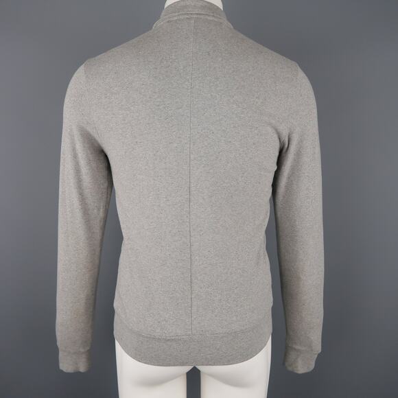 HOMECORE S Heather Gray Speckled Jersey Button Up Collared Jacket - Picture 5 of 7